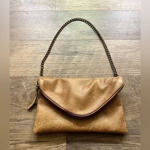 J Crew Convertible Leather Evening Shoulder Bag/Clutch EUC